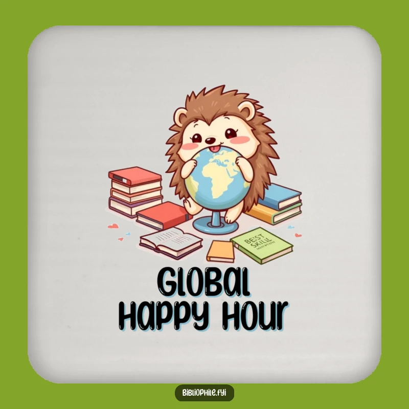 Funny Hedgehog Drink Coaster: Globe Roller Protection, Cheerful Table Guard for Adventurers