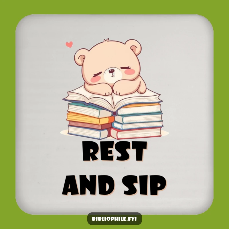 Funny Bear Bookworm Coaster: Protect Surfaces with Cozy Charm