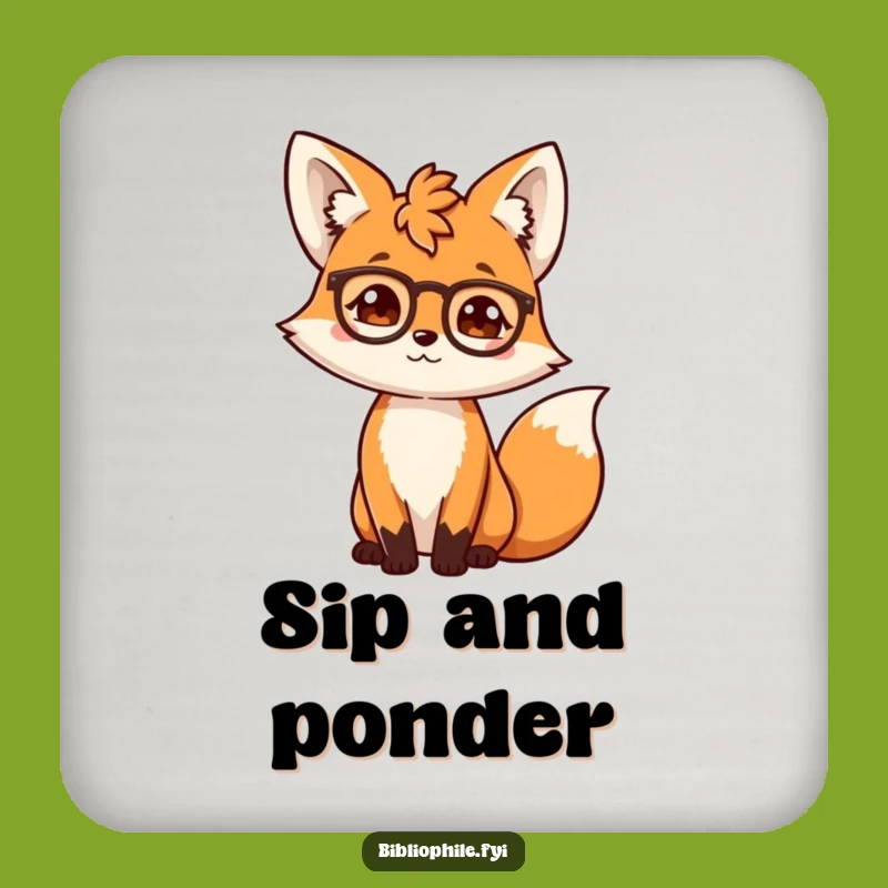 Funny Scholar Fox Coaster: Protect Surfaces with Intellectual Charm
