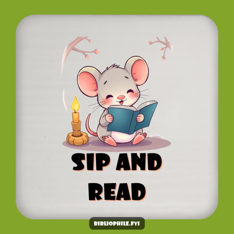 Funny Mouse Coasters, a Hilarious Set for Cozy Book Lover Tables