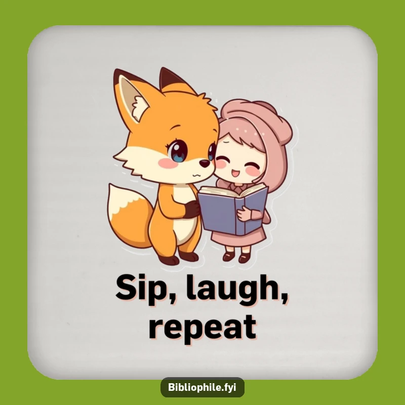Funny Fox & Book Friend Coasters - Protect Your Table with Literary Charm