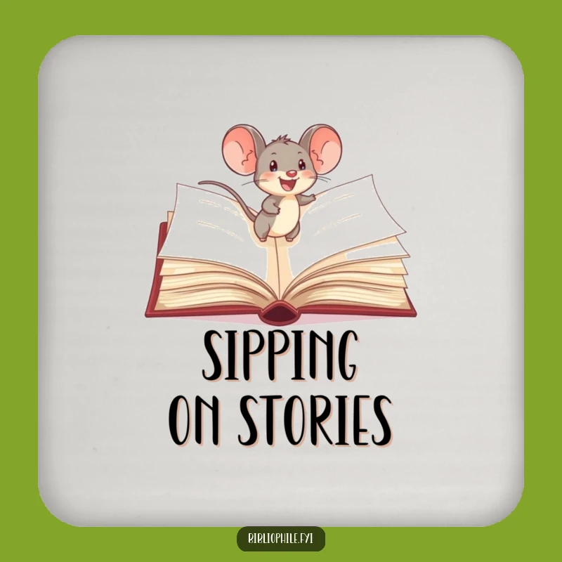 Funny Mouse Storybook Coaster: Tiny Adventure Protection, Charming Funny Gift