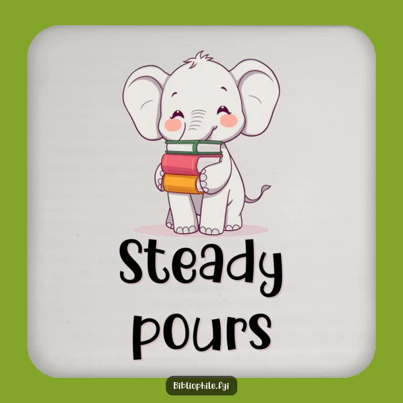 Funny Elephant Drink Coaster: Book Balance Guard, Cheerful Table Protection for Readers
