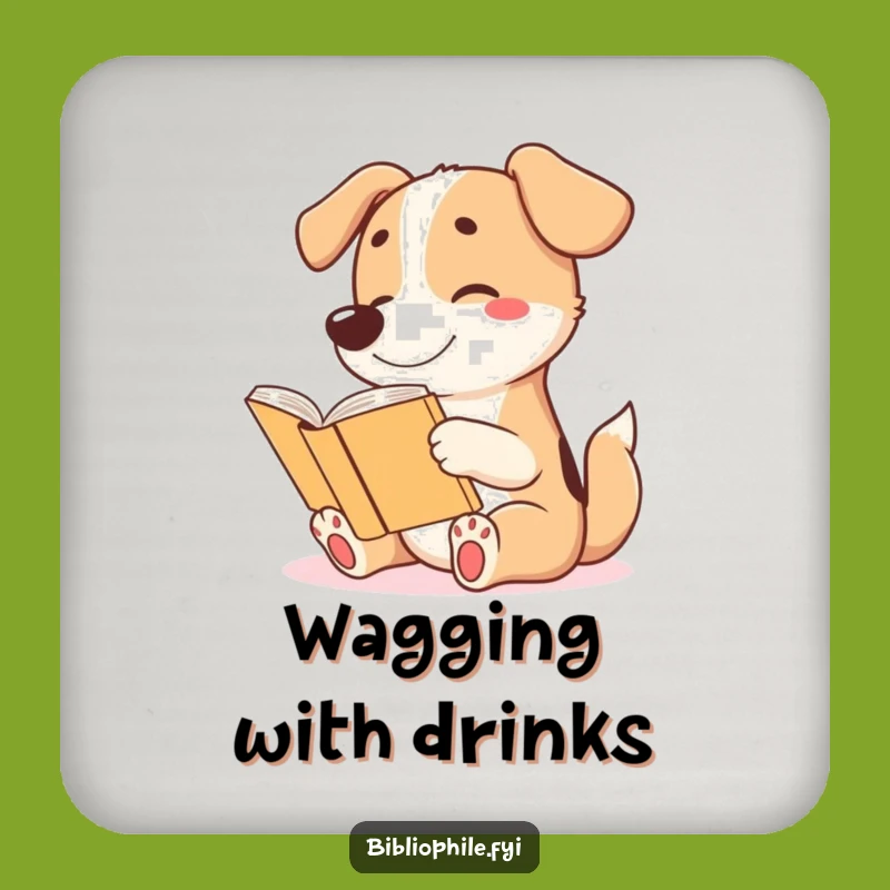 Funny Dog Lover Coaster - Excited Reader Decor