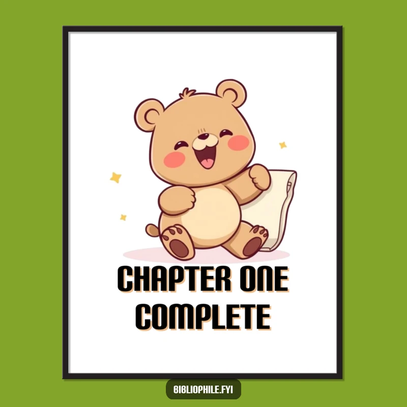Funny Bear Turning Page Poster: Humorous Wall Art for Joyful Book Nooks