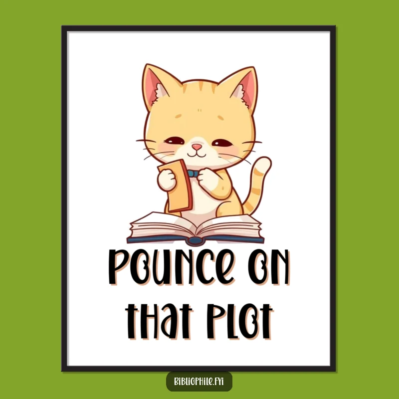 Funny Cat Bookmark Bandit Poster: Hilarious Wall Art for Book Lovers