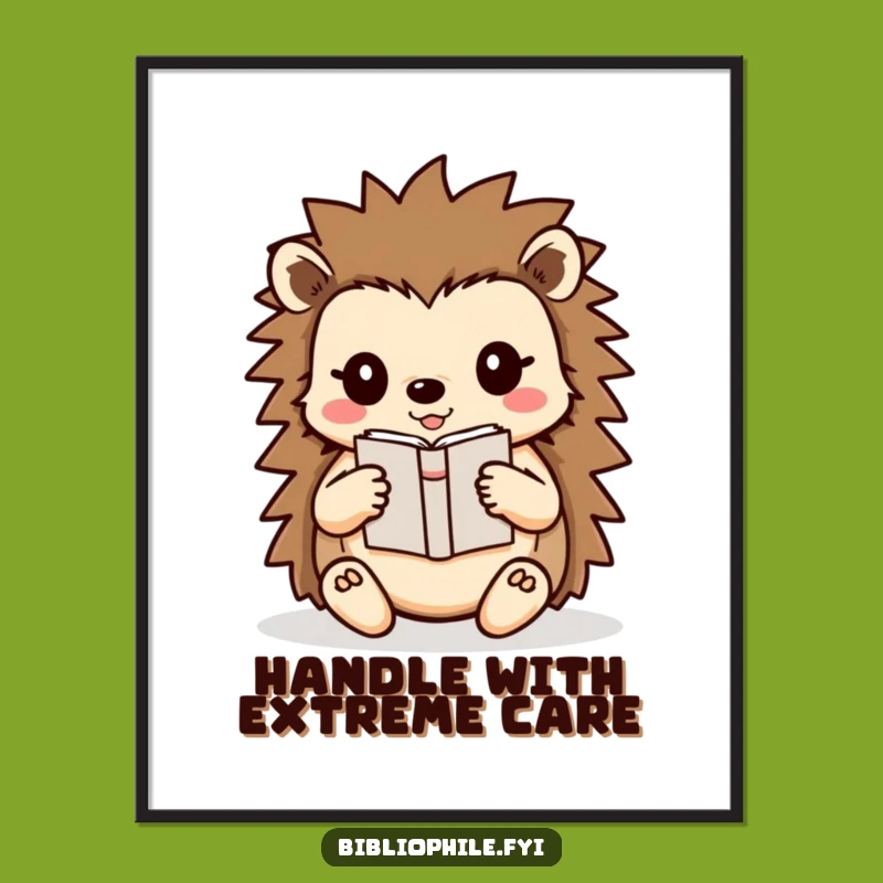 Funny Hedgehog Book Care Poster: Adorable Art for Bookish Nooks