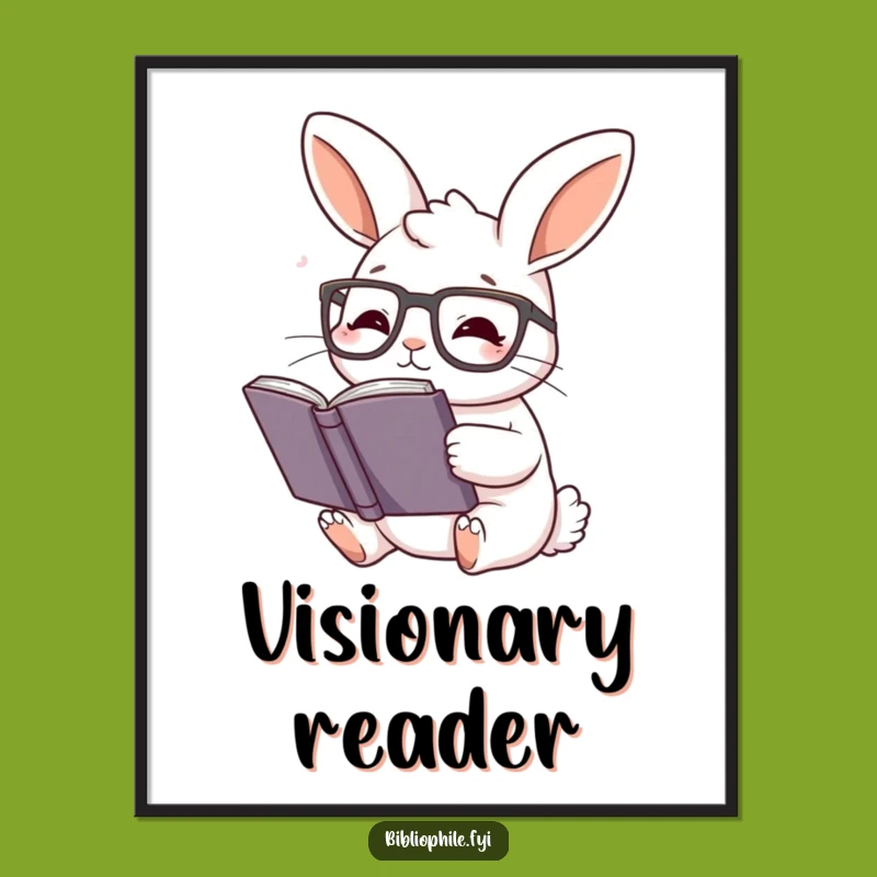 Funny Rabbit Reading Glasses Poster: Charming Wall Art for Cozy Reading Nooks