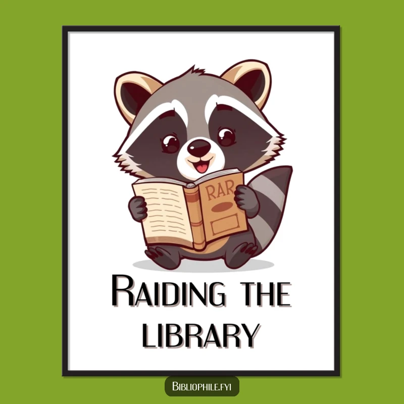 Funny Raccoon Rare Book Poster: Celebrate Discoveries with Humorous Art
