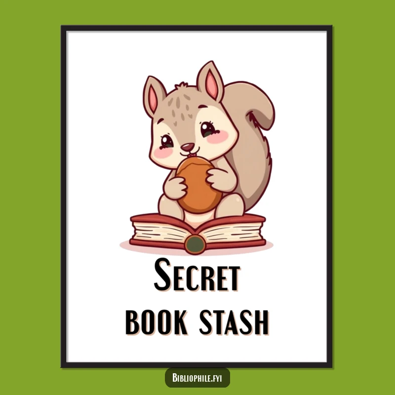 Funny Squirrel Poster, a Whimsical Wall Art Piece for Book Lovers