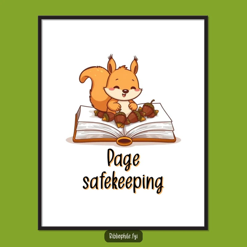 Funny Squirrel Poster: Acorn Burying Squirrel Art, Hilarious Reader Decor Gift