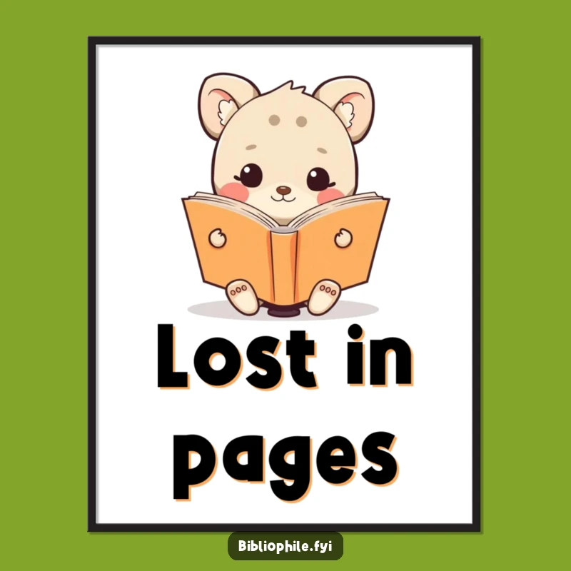 Funny Animal Reading Poster - Joyful Wall Art for Book Lovers