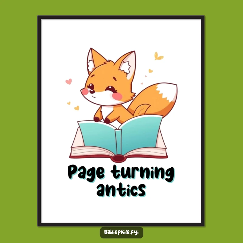 Funny Fox Poster: Playful Fox Bookmark Art, Hilarious Reader Decor Gift