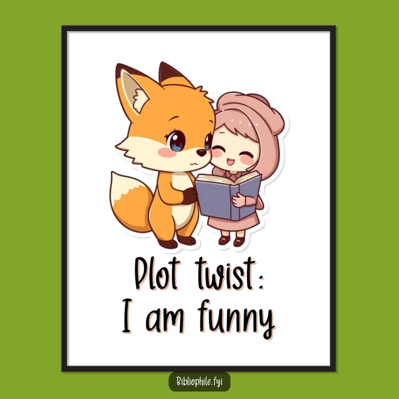 Funny Fox & Book Friend Poster - Whimsical Wall Art for Book Lovers