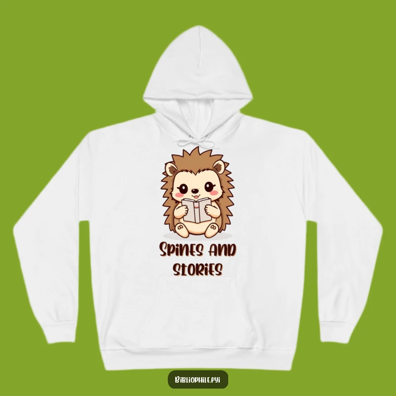 Cozy Funny Hedgehog Book Care Hoodie: Warmth for Gentle Souls