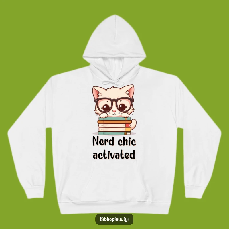 Cozy Funny Kitten Hoodie: Kawaii Smart Cat Glasses Reading Gift