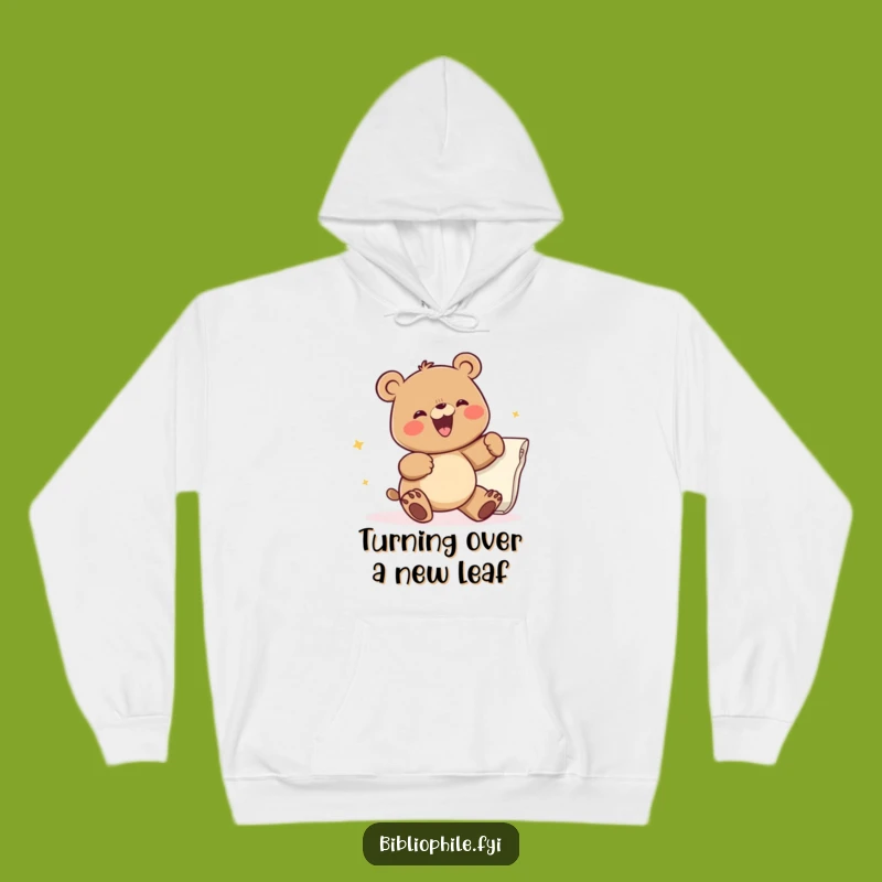 Funny Bear Turning Page Hoodie: Cozy and Humorous Gift for Passionate Book Readers
