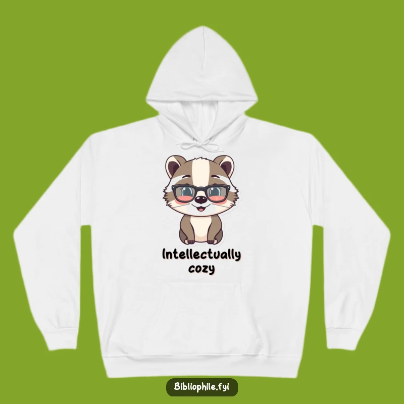 Funny Badger Reading Glasses Hoodie - Cozy & Hilarious Bookworm Apparel