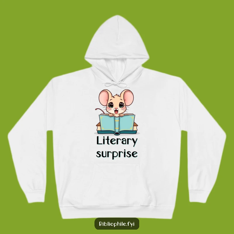 Funny Mouse Book Surprise Hoodie - Cozy & Comical Reader Gear