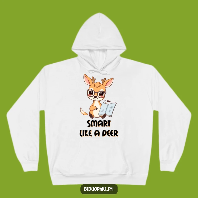 Cozy Funny Deer Scholar Hoodie: Intellectual Comfort for Bookworms