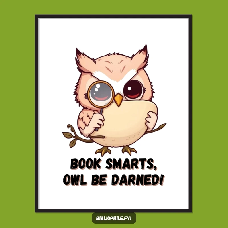 Free Printable Wall Art: Wise Owl Monocle Book Nerd Funny Downloadable Art