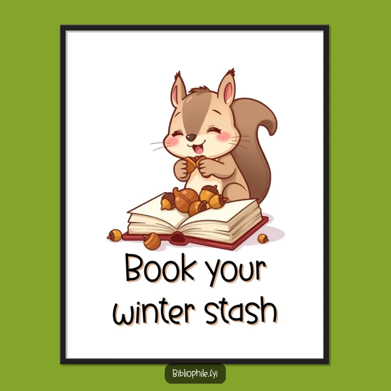 Funny Free Printable Wall Art: Squirrel Storing Acorns, Whimsical Downloadable Art