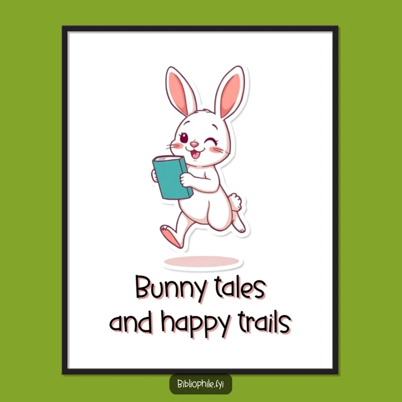 Free Printable Wall Art: Playful Rabbit Reading Funny Downloadable Art