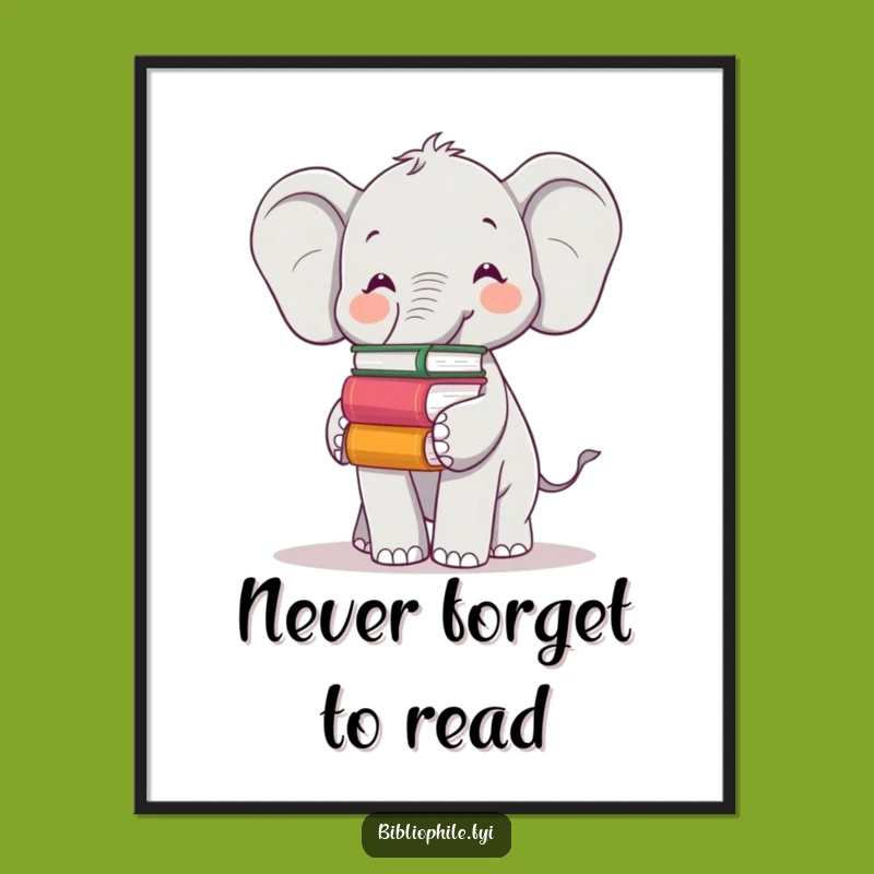 Free Printable Elephant Wall Art: Balancing Books Gentle Giant Downloadable Decor Gift