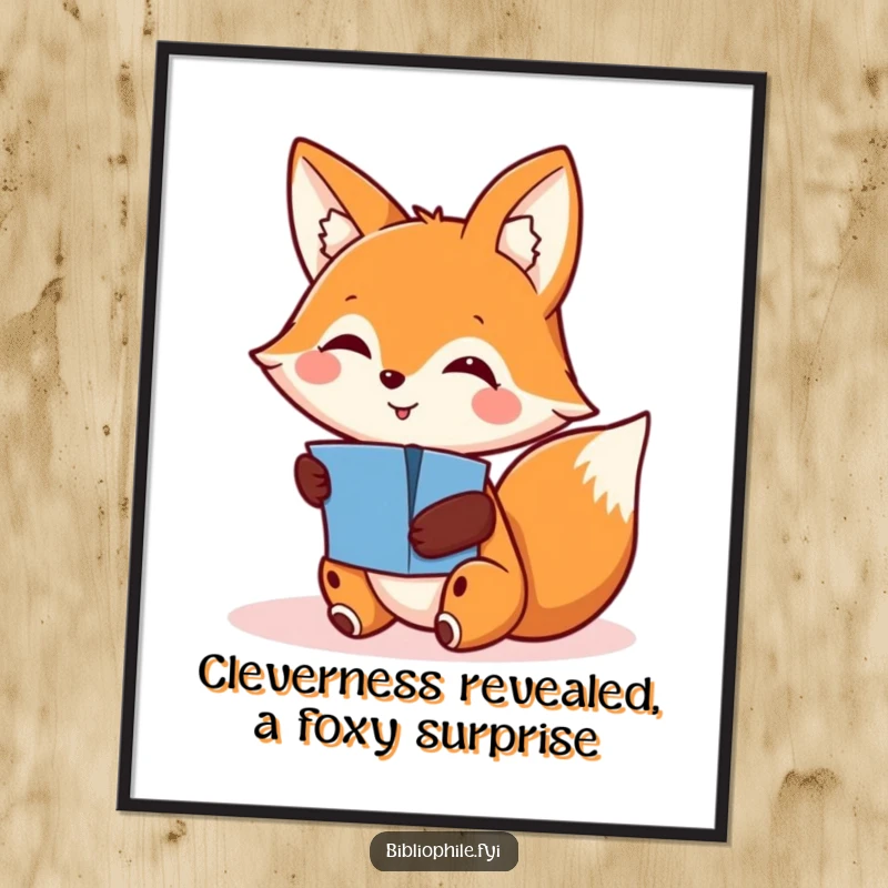 Funny Free Printable Wall Art: A smiling fox discovering a magical pop-up, adding a whimsical and clever touch to your wall.