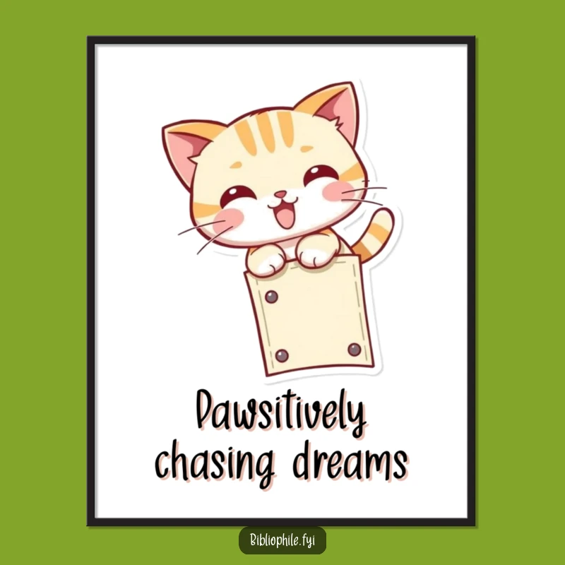 Free Printable Kawaii Cat Pouncing Wall Art: Cute & Funny Downloadable Decor
