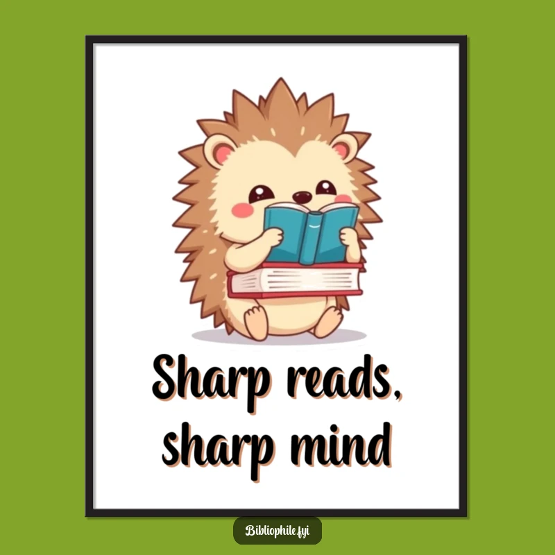 Free Printable Kawaii Hedgehog Book Balance Wall Art: Cute & Funny Downloadable Decor