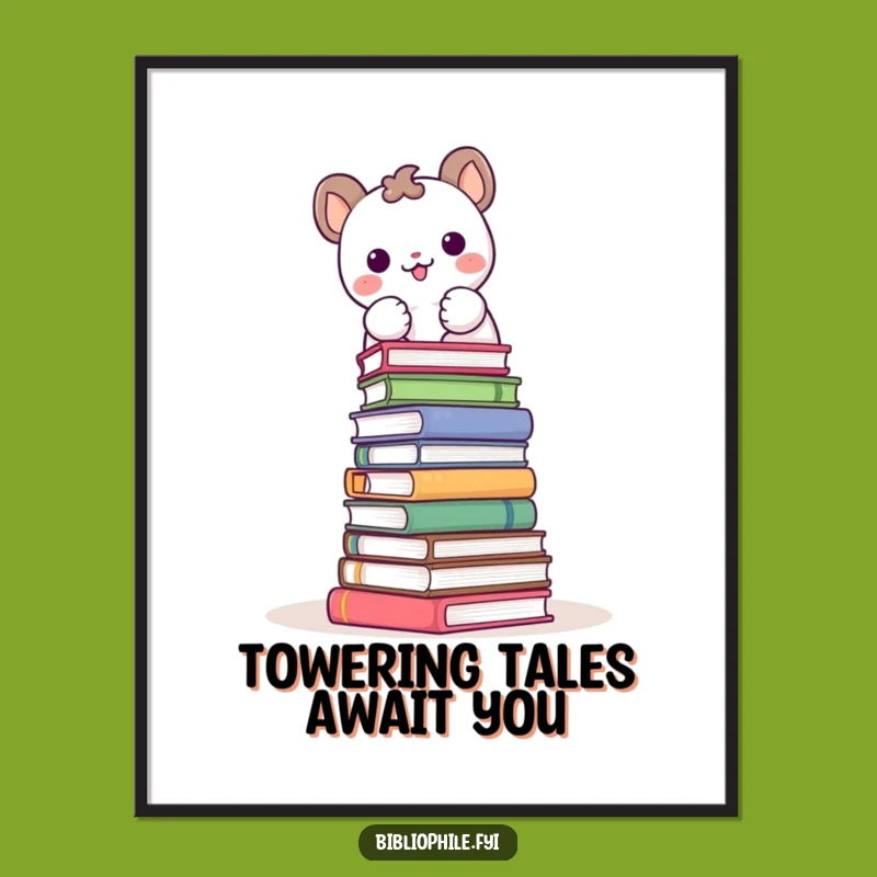 Free Printable Wall Art: Animal Book Tower, Funny Downloadable Decor