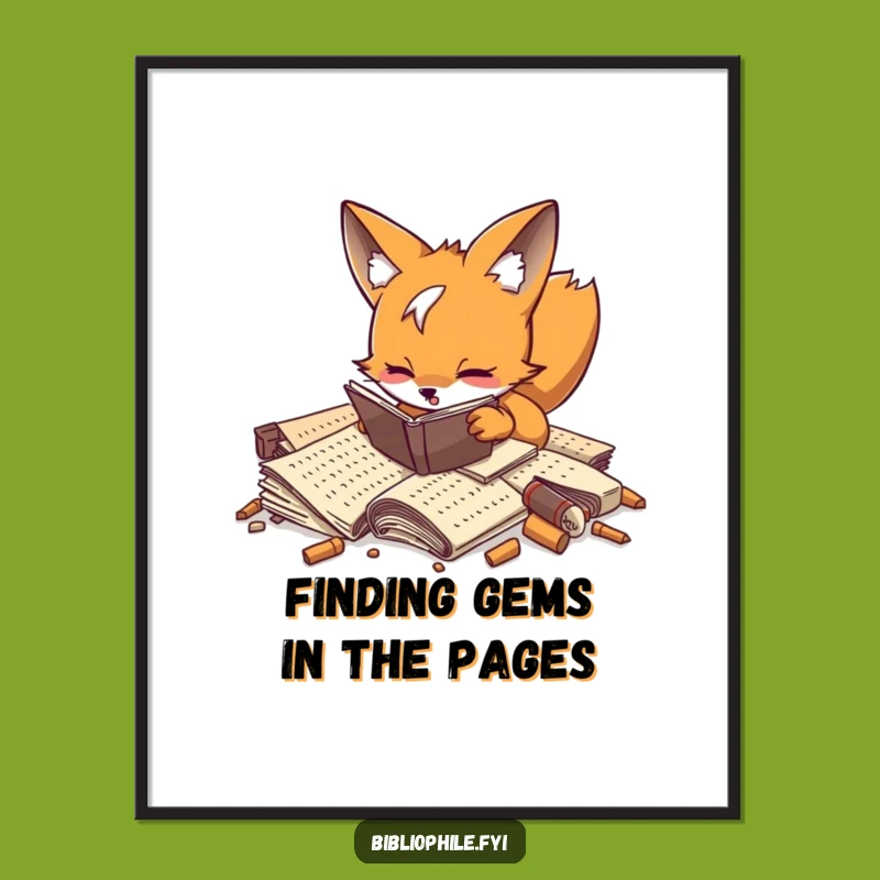 Free Printable Wall Art: Fox Manuscript Hunter, Humorous Downloadable Decor for Studies