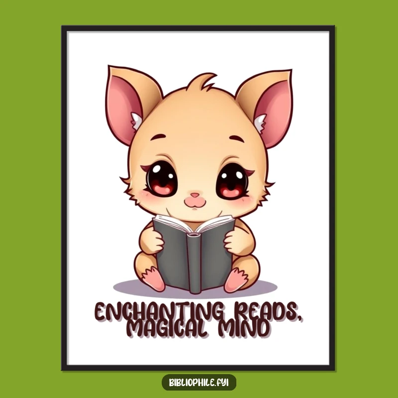 Funny Free Printable Wall Art: Creature Studying Magic Tome, Whimsical Downloadable Decor