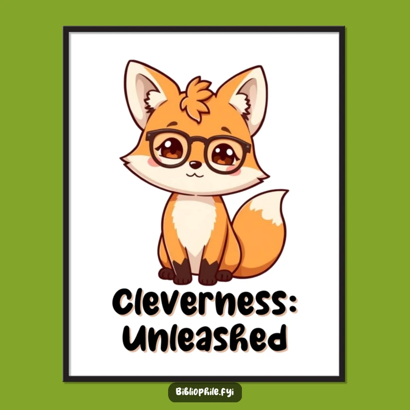 Funny Free Printable Wall Art: Scholarly Fox with Spectacles, Humorous Downloadable Home Decor