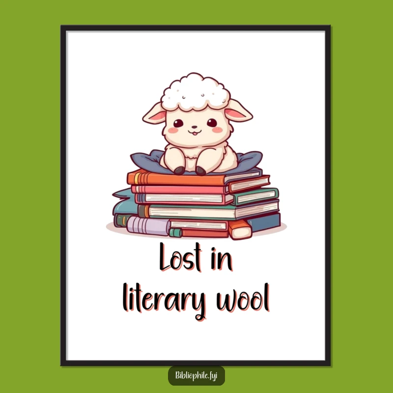 Free Printable Wall Art: Sheep in Stories, Downloadable Cozy Reading Nook Decor