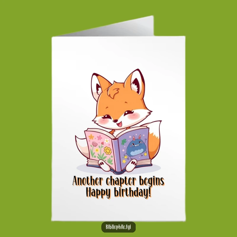 Free Printable Birthday Card: Funny Fox Reading, Exciting Book Lover Gift
