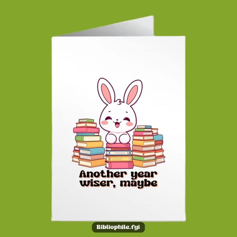 Free Printable Birthday Card: Joyful Kawaii Bunny Reader, a Delightful Downloadable Gift