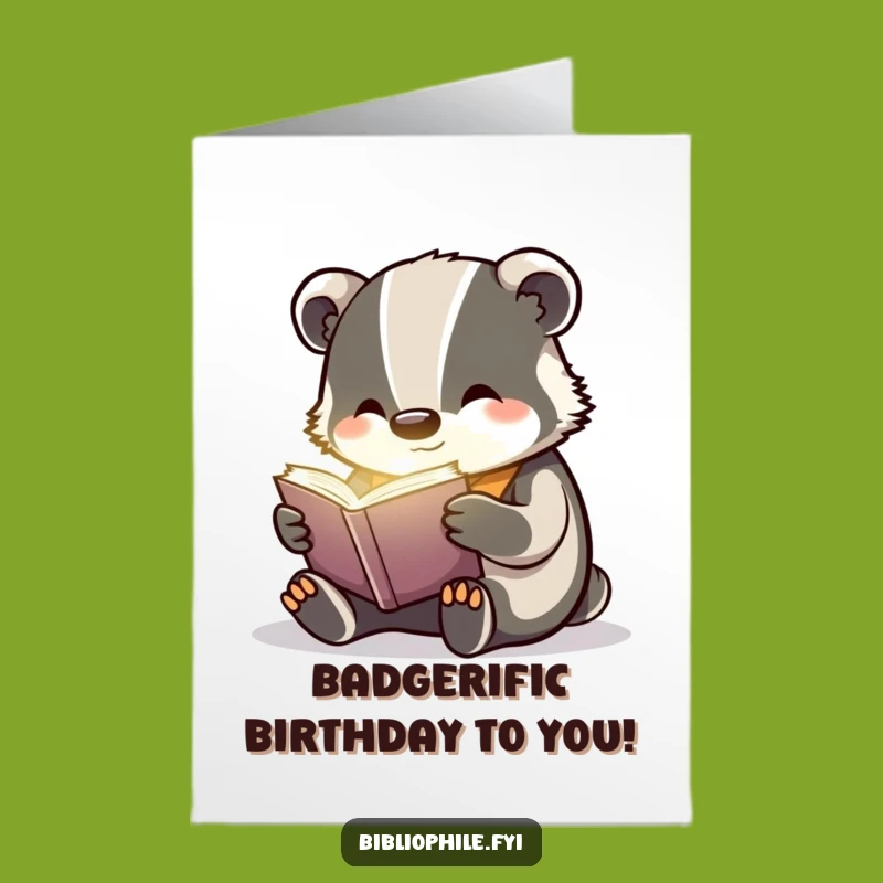 Free Printable Birthday Card: Glowing Badger, Hilarious Downloadable Gift for Bookworms
