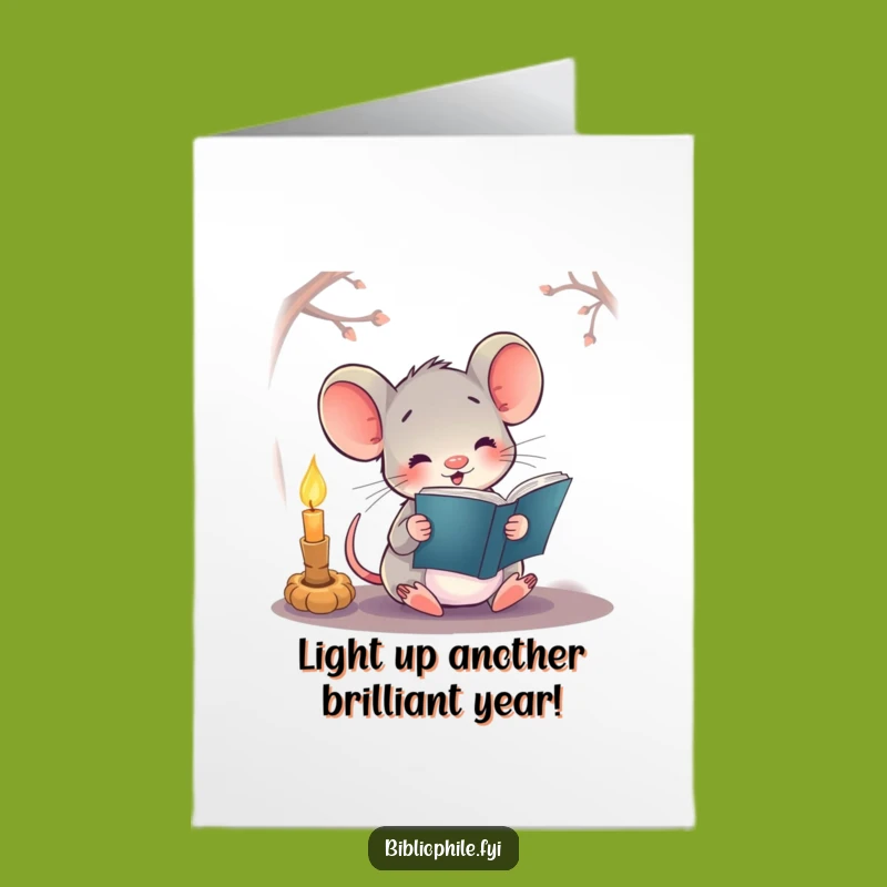 Free Printable Birthday Card: Cozy Mouse Reading, Whimsical DIY Gift!