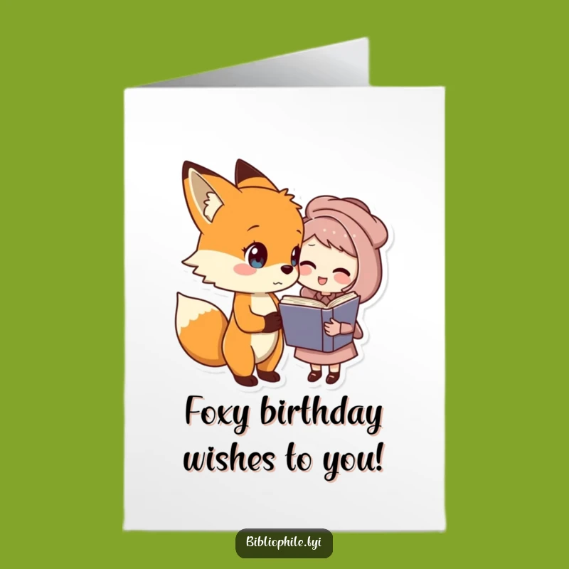 Free Printable Birthday Card: Fox & Friends Funny Book Lover Downloadable Gift