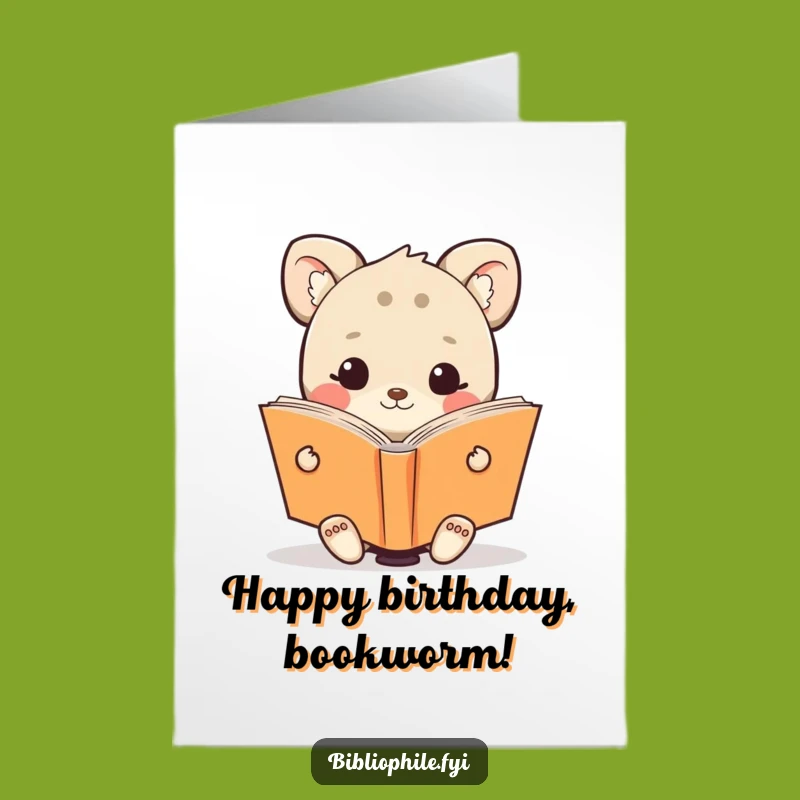 Free Printable Birthday Card: Happy Animal Reader, Downloadable Book Lover Wish