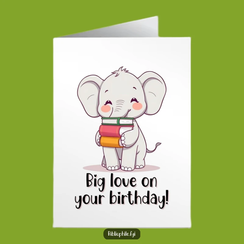 Free Printable Elephant Birthday Card: Balancing Books Humor Funny Downloadable Gift