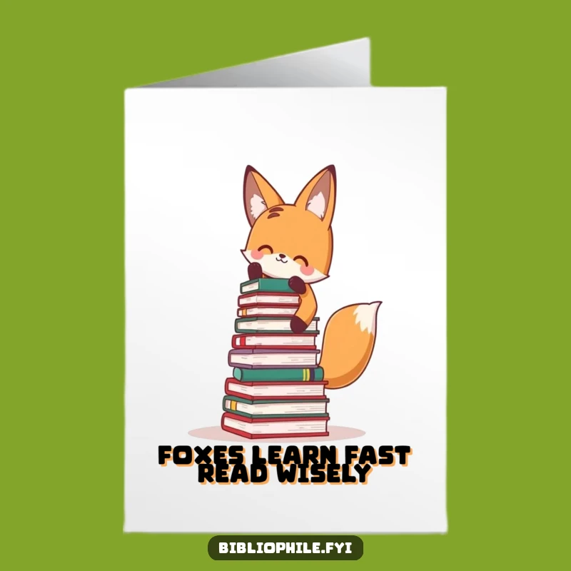 Free Printable Fox Birthday Card: Funny Stack of Books DIY Downloadable Gift