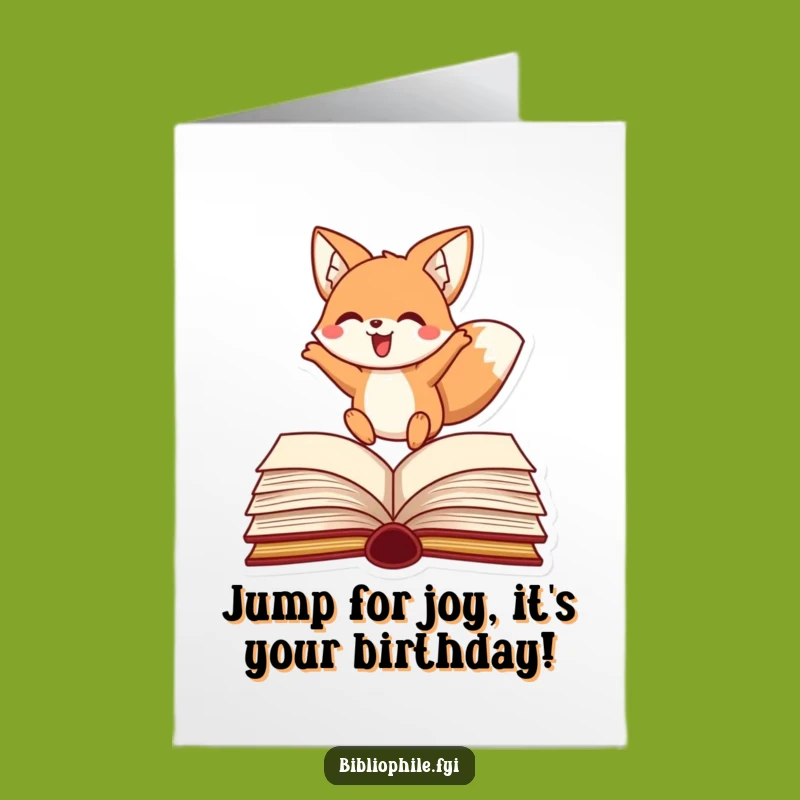 Free Printable Fox Birthday Card: Joyful Leaping Fox Downloadable Gift for Energetic Souls