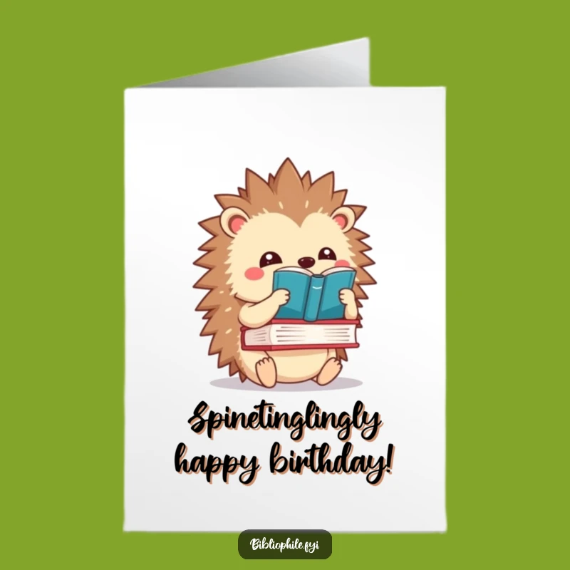 Free Printable Kawaii Hedgehog Birthday Card: Book Balance, Downloadable & Funny Gift