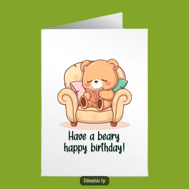 Free Printable Sleepy Bear Birthday Card - Cozy Reading Fun - Downloadable DIY Comfort Gift