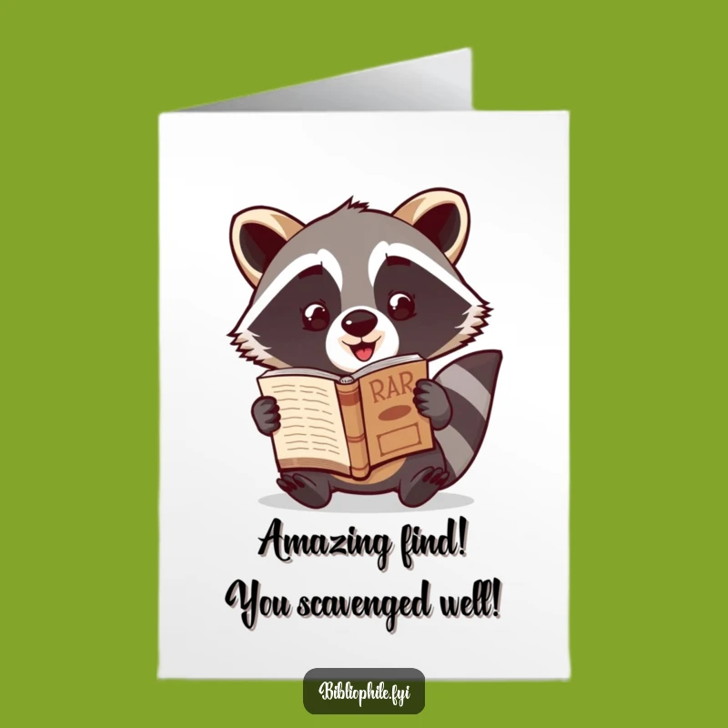 Free Printable Congrats Card: Raccoon Rare Book Discovery for Wins