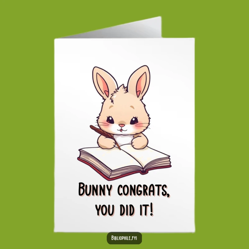 Free Printable Congratulations Card: Rabbit Scribe, Celebrate Success with Downloadable Charm