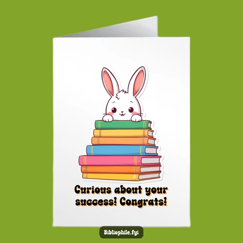 Free Printable Congrats Card: Curious Rabbit Delves into Books, Intellectually Curious Gift